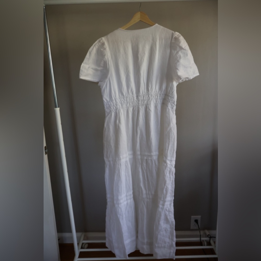 NWT Quince White Tiered Short-Sleeve Maxi Dress Size Large - Picture 5 of 5